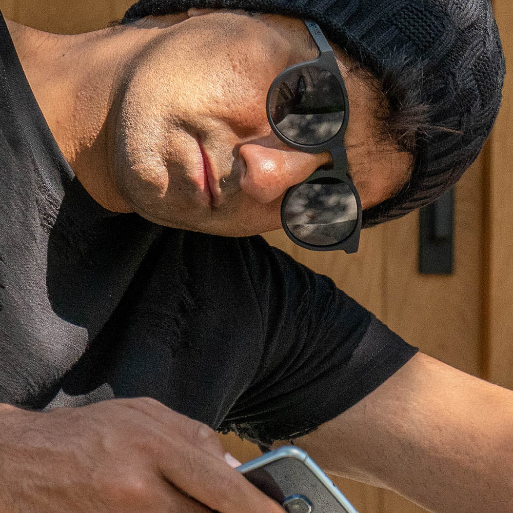 black hipster sunglasses