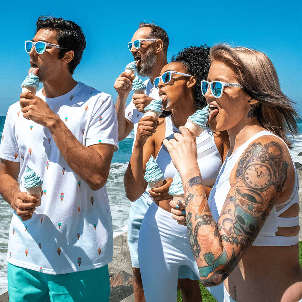 Lifestyle of 4 people eating ice cream